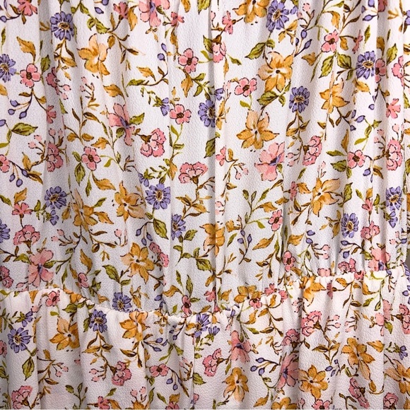 Juniors XL City Triangles White Purple Yellow Floral Romper Lightweight Stretch - Picture 8 of 15